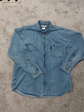 Columbia Men's Blue Denim Button-Down Work Shirt